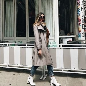 IVANKA TRUMP Gray/Ivory Classy Trench Coat, S